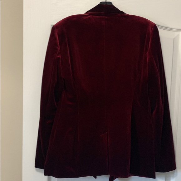 INC International Concepts Burgundy Wine Velvet Blazer size Small - Picture 5 of 9